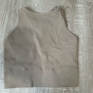 Ribbed Tan Sleeveless Top